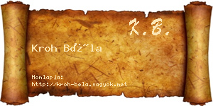Kroh Béla névjegykártya